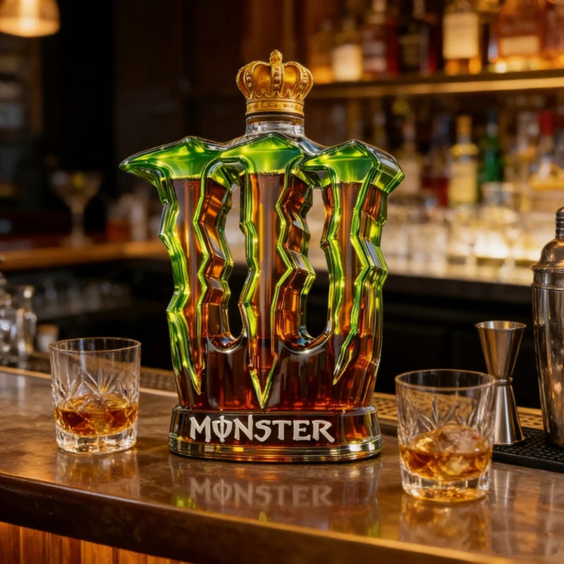 Monster Claw Glass Decanter with Crown Top, Clear Whiskey Bottle for Home Bar, Decorative Spirit Dispenser